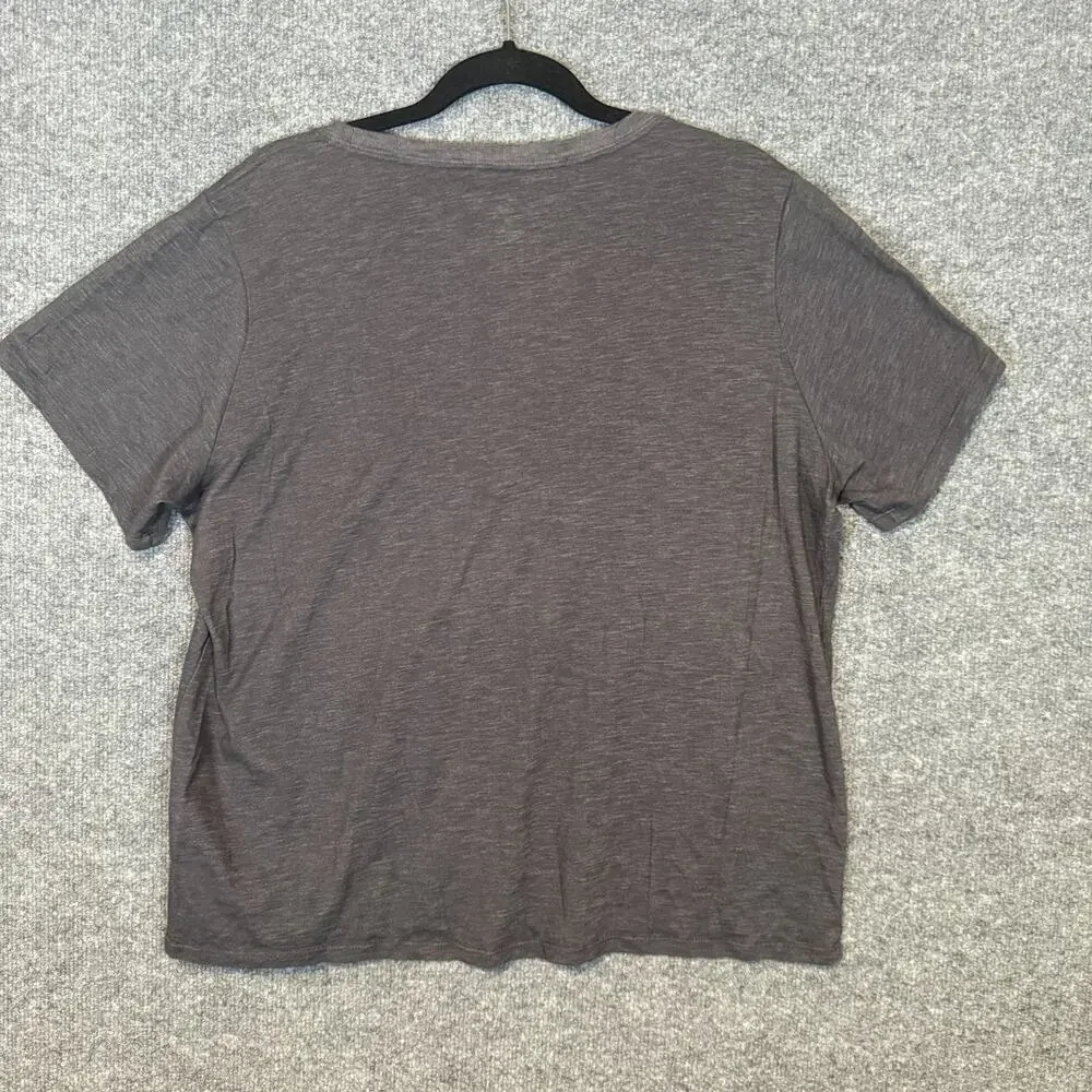 Nike Shirt Women 1X Gray Dri Fit Pink Big Swoosh Tshirt Stretch Casual Plus Size